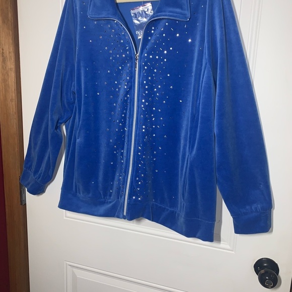 Draper's & Damon's Athleisure Track suit set Blue Velour Soft 3X Jacket 1X Pant - Picture 4 of 15